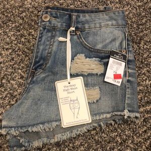 High rise jean shorts.